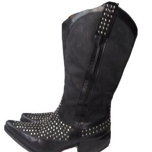 Donald J. Pliner Western Couture Cowboy Boots Women's Size 5.5 Studded Leather